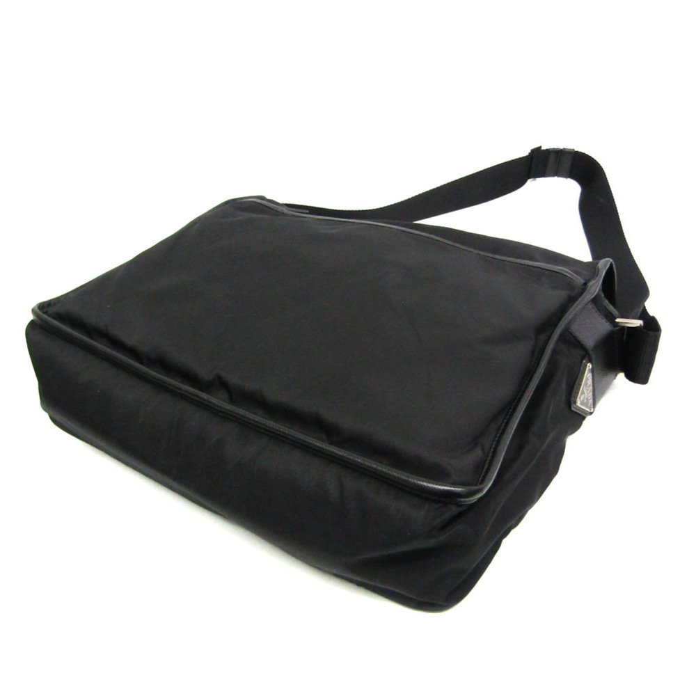 PRADA Black Leather Messenger Shoulder Bag - Picture 2 of 16